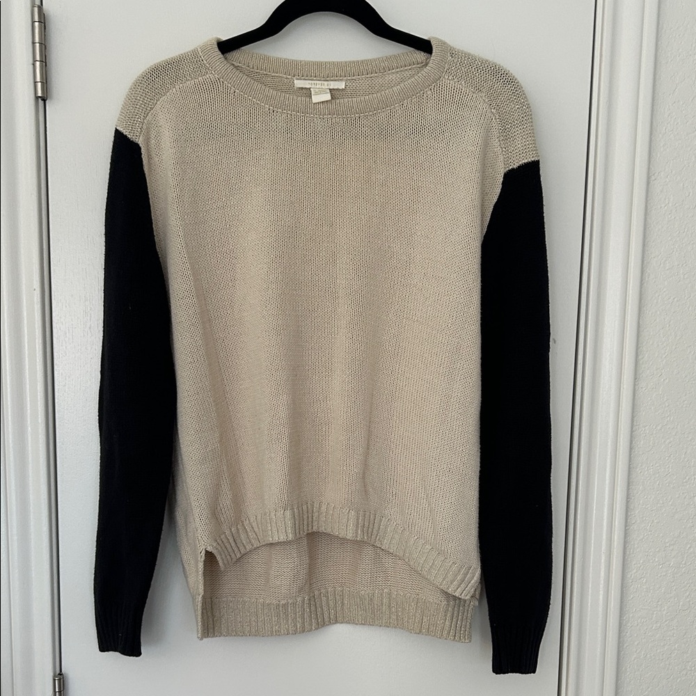 Forever 21 Cream and Black Crew Neck Sweater